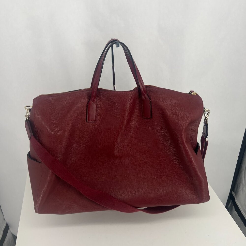 Kate Spade Filipa Pebbled Leather Duffle Overnight Weekend Bag Burgundy - Picture 13 of 17